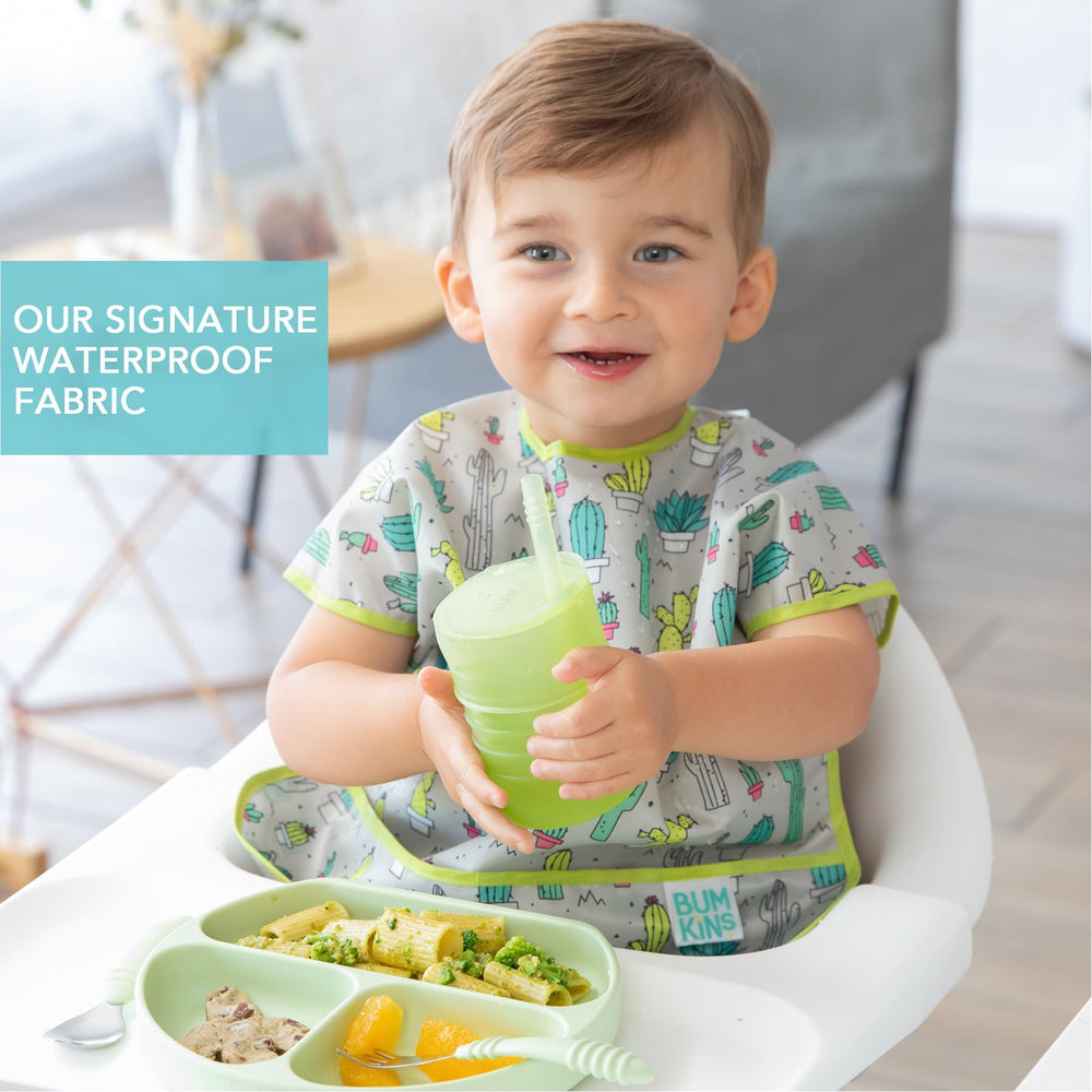 Bumkins waterproof fabric close-up demonstrates durable, wipe-clean surface.