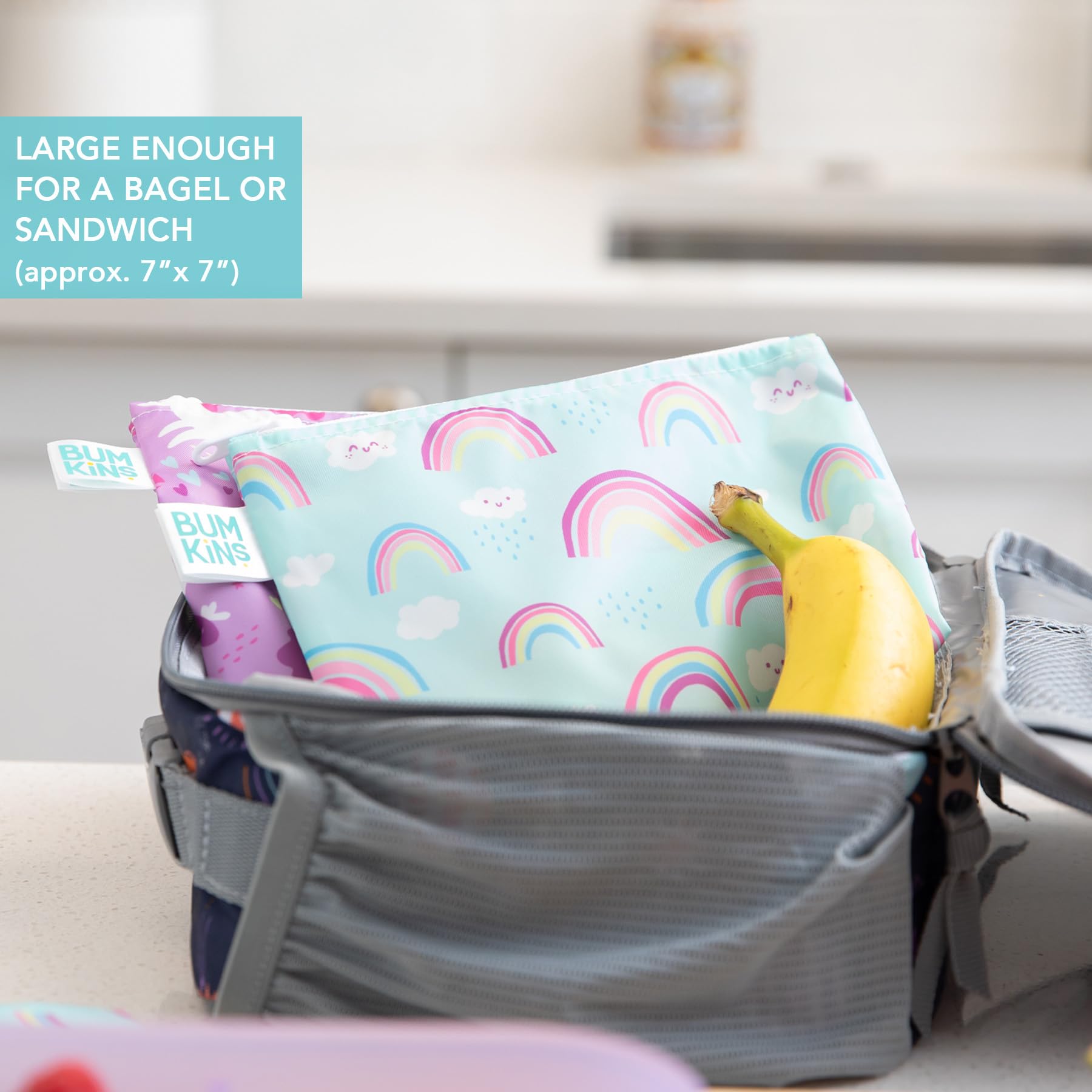 Bumkins easy-clean mealtime gear supports organized diaper bag and quick wipeups