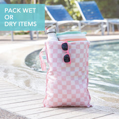 Bumkins Larger Wet Bag waterproof fabric close-up highlighting durable, colorfast material for damp items.