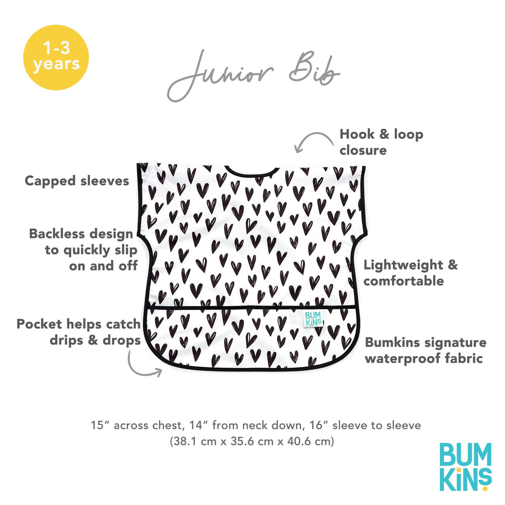 Bumkins bib is machine washable for busy families and quick cleanups.