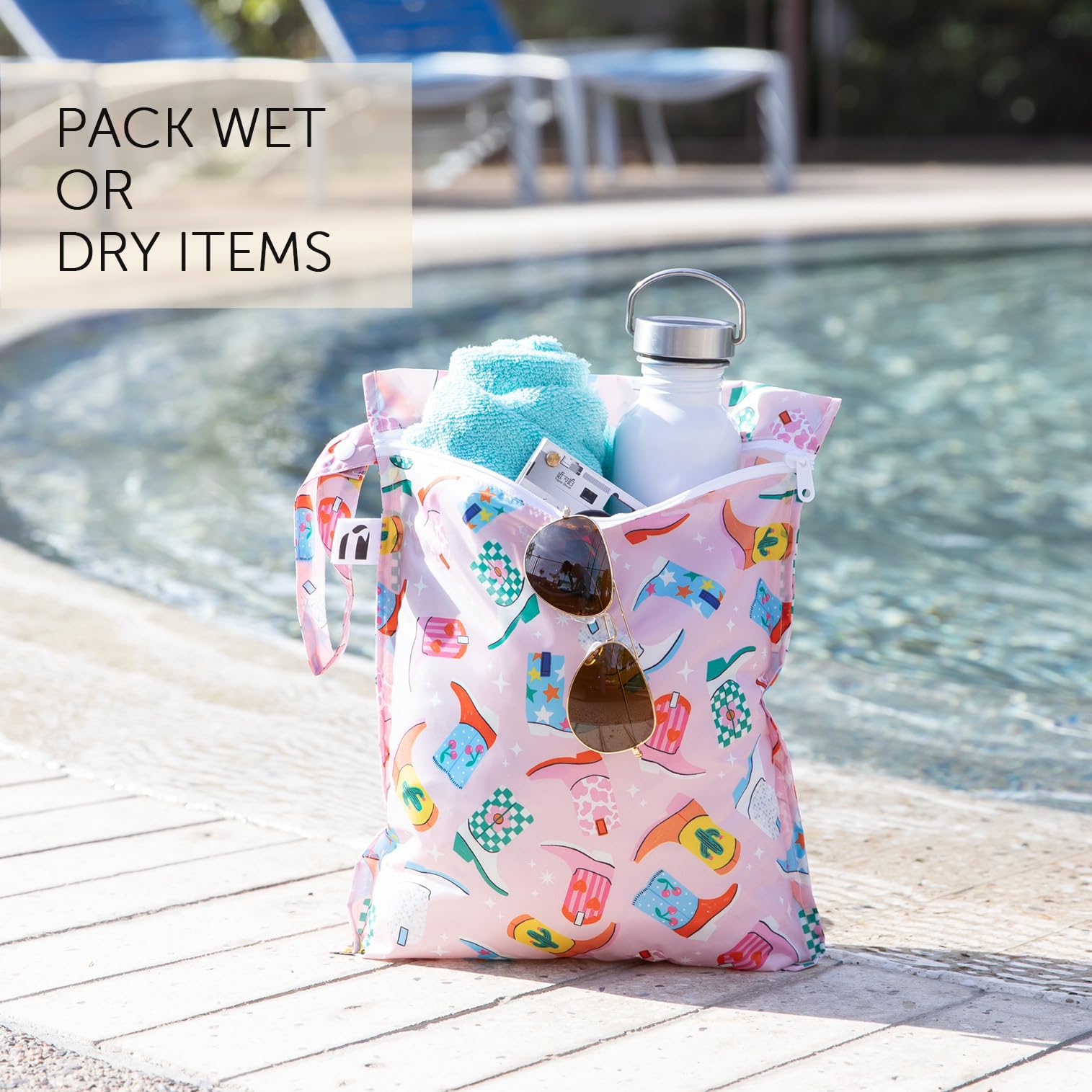 Bumkins Roamio wet bag with built-in stroller clip for easy packing