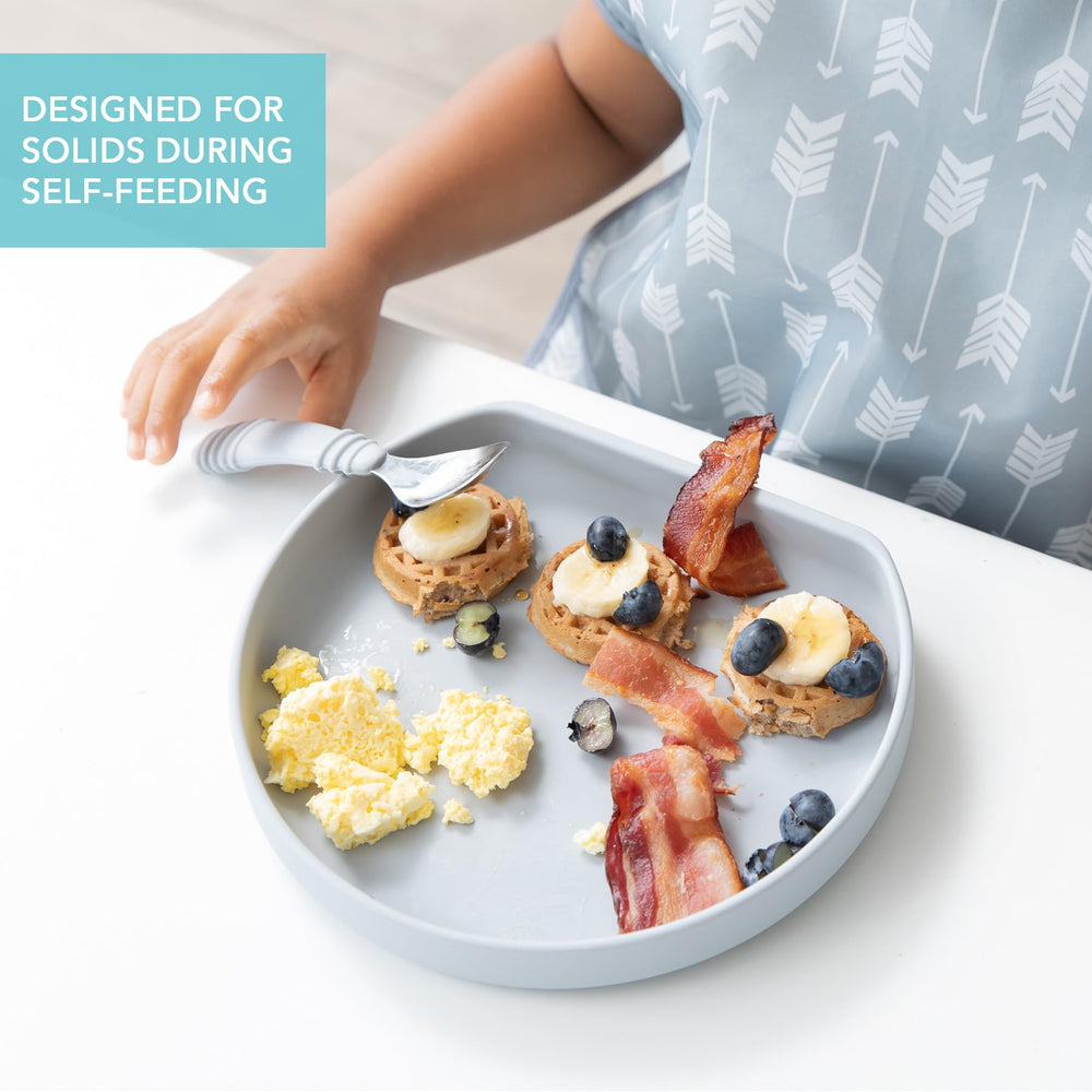 Bumkins silicone lid image shows easy leftovers storage after meals.
