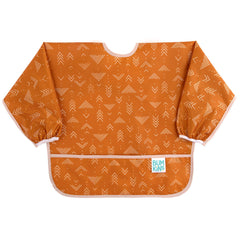 Bumkins Sleeved Bib pocket catches spills for mess-free meals.