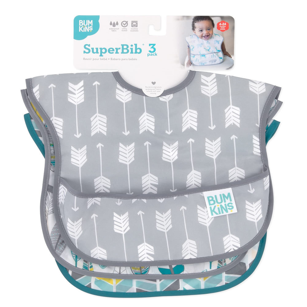 Bumkins SuperBib lab-tested safety design confirmation for worry-free feeding.