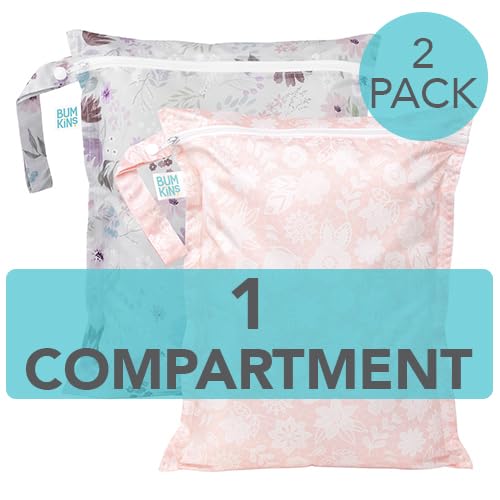 Bumkins Waterproof Wet Bag Floral Lace two-pack display emphasizes stylish, reusable storage.