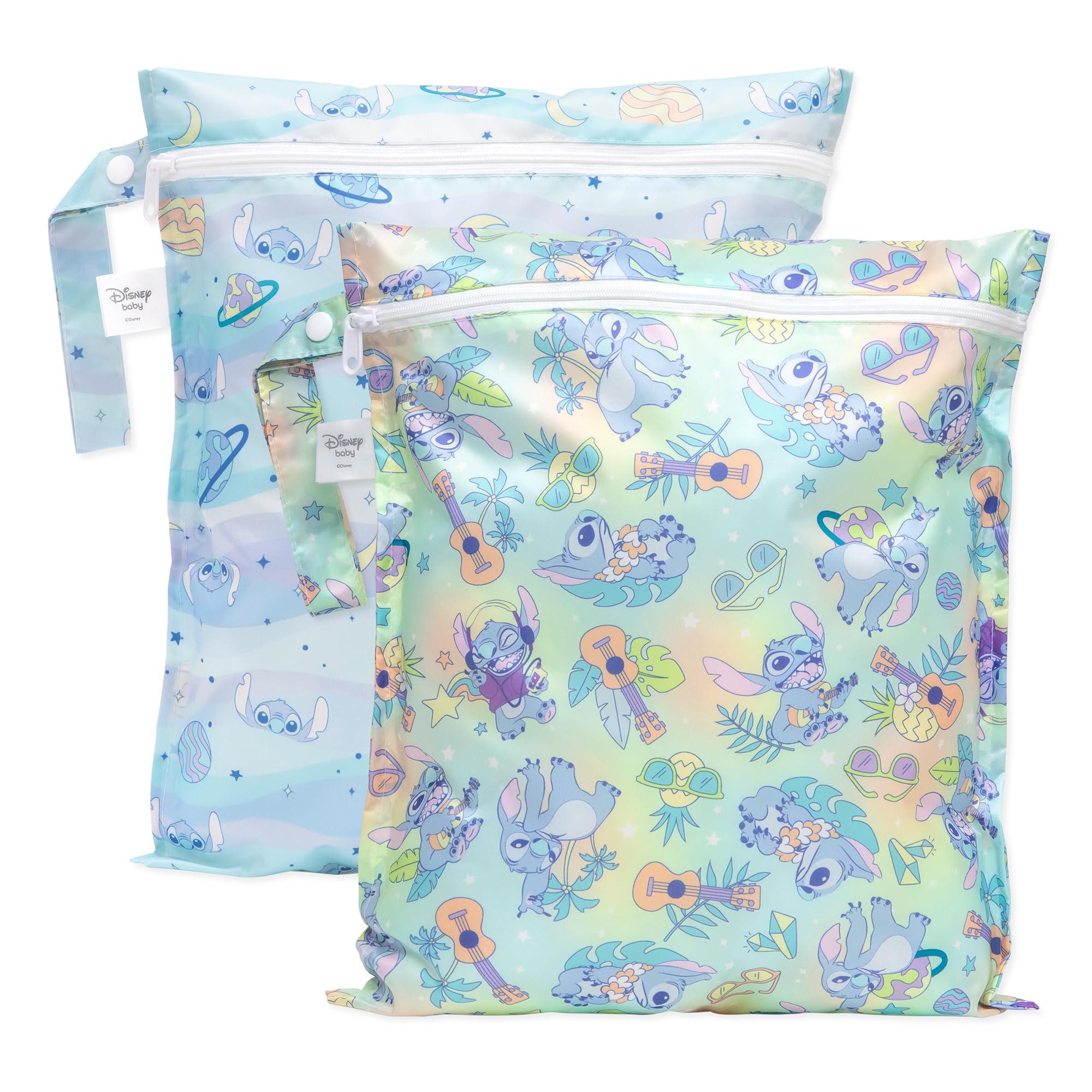 Bumkins wet bag Disney Stitch front view for compact travel organization.