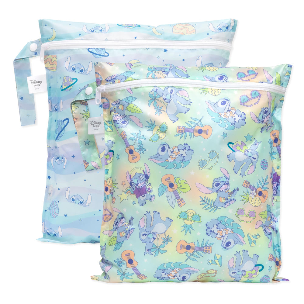 Bumkins wet bag Disney Stitch front view for compact travel organization.