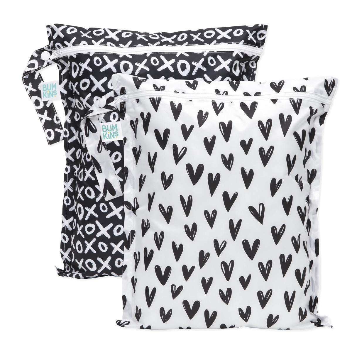 Bumkins wet bag hearts pattern—colorful storage for swimwear and towels on trips.