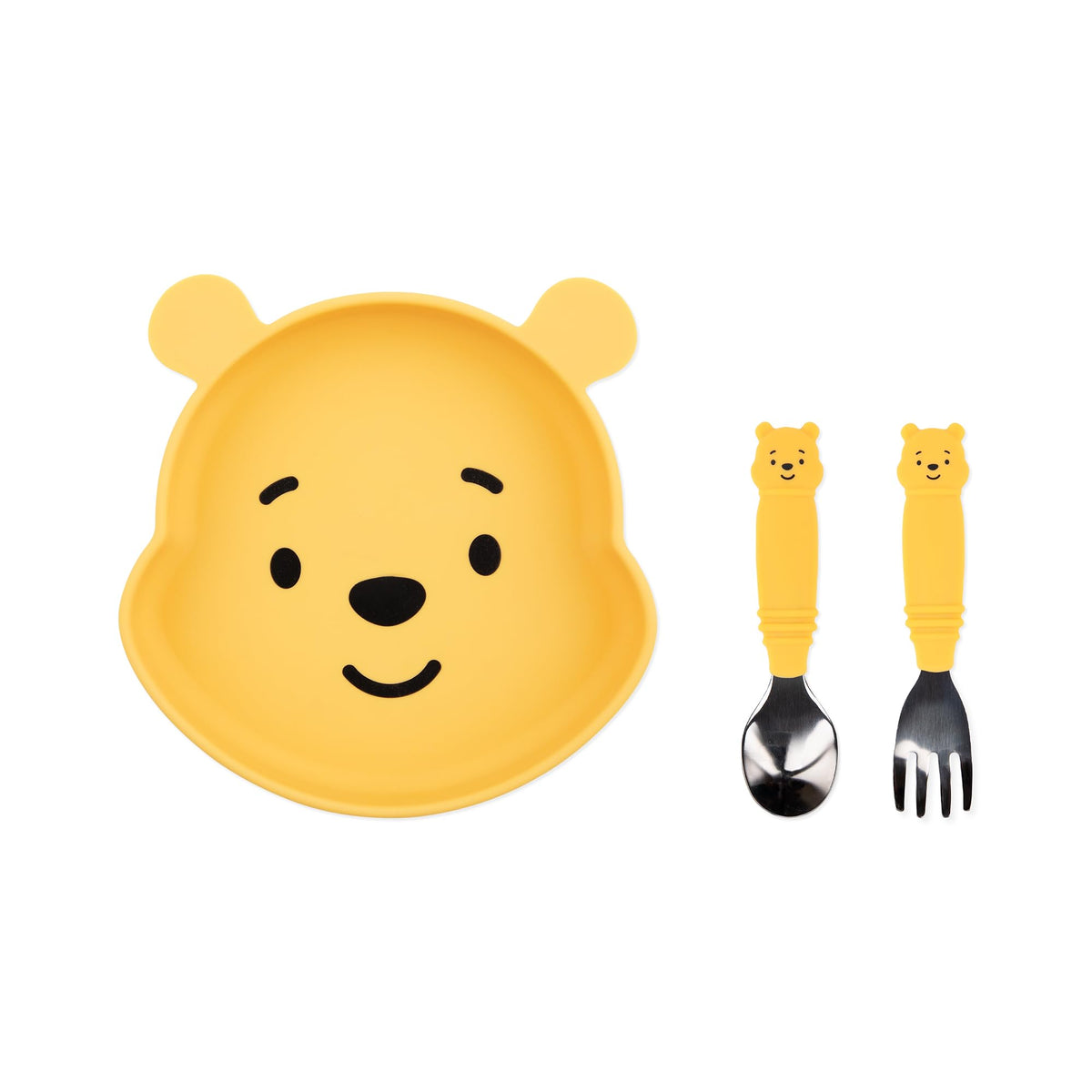 Bumkins Winnie the Pooh silicone grip dish closeup highlighting mess-reducing design for little hands