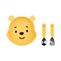 Bumkins Winnie the Pooh silicone grip dish closeup highlighting mess-reducing design for little hands