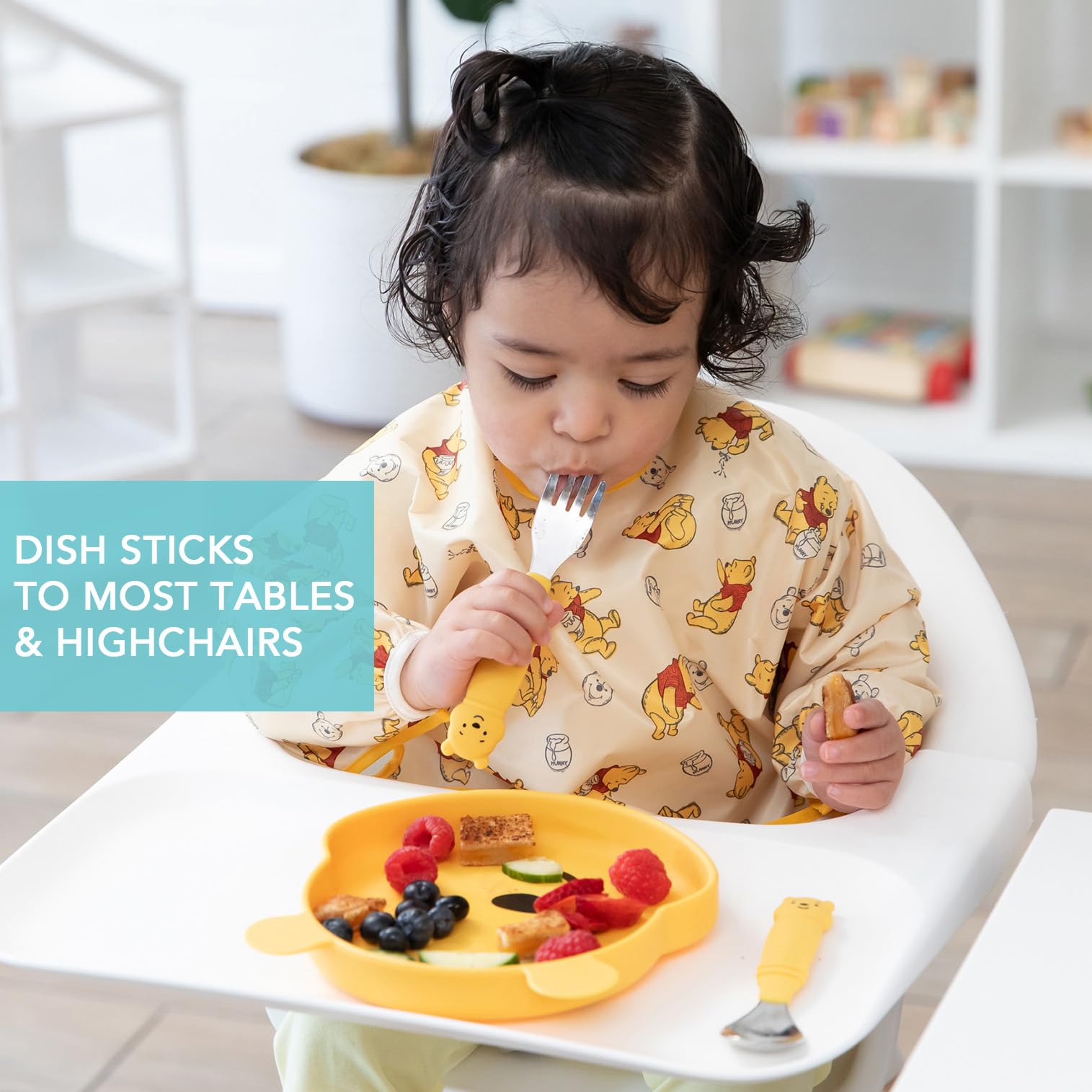 Bumkins Winnie the Pooh toddler fork concave head supports steady scooping for small bites