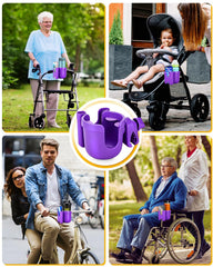 BundlePRO cup holder mounted on bike or wheelchair for quick access.