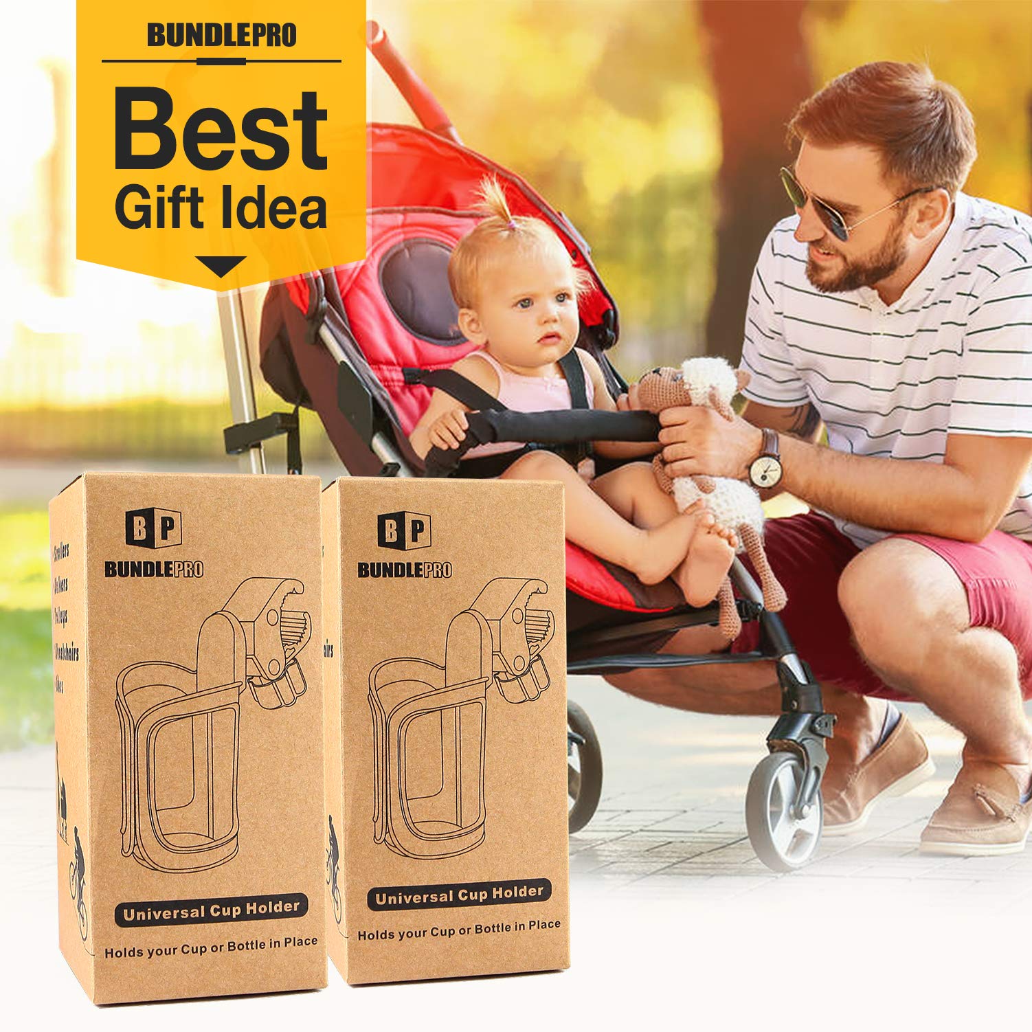 BundlePRO gift-idea-stroller-cup-holder presented as a thoughtful present for parents.