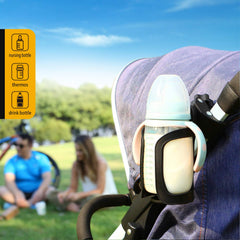 BundlePRO lightweight-easy-mount-stroller-cup-holder installs without tools on a stroller rail.