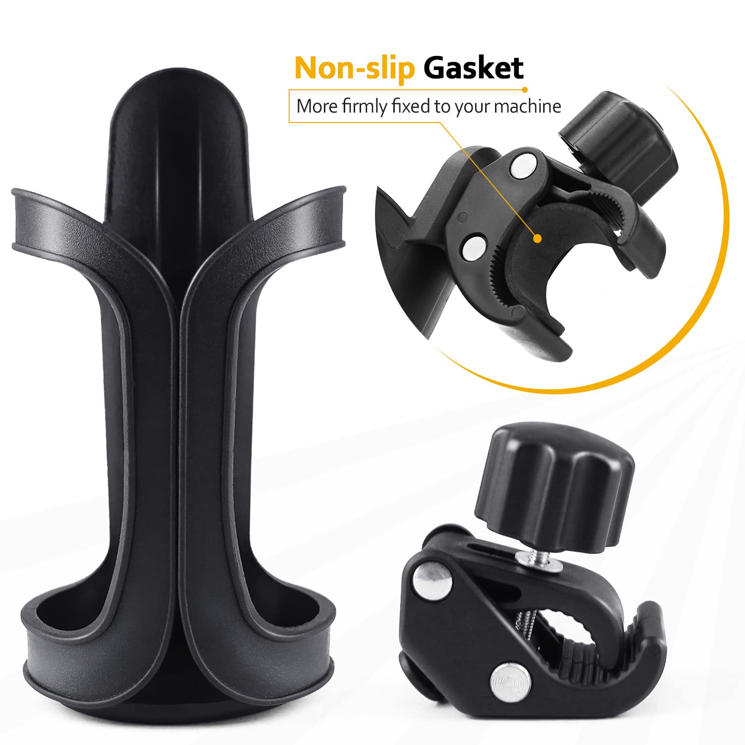BundlePRO pram cup holder shows 360 rotation for flexible access from any side.