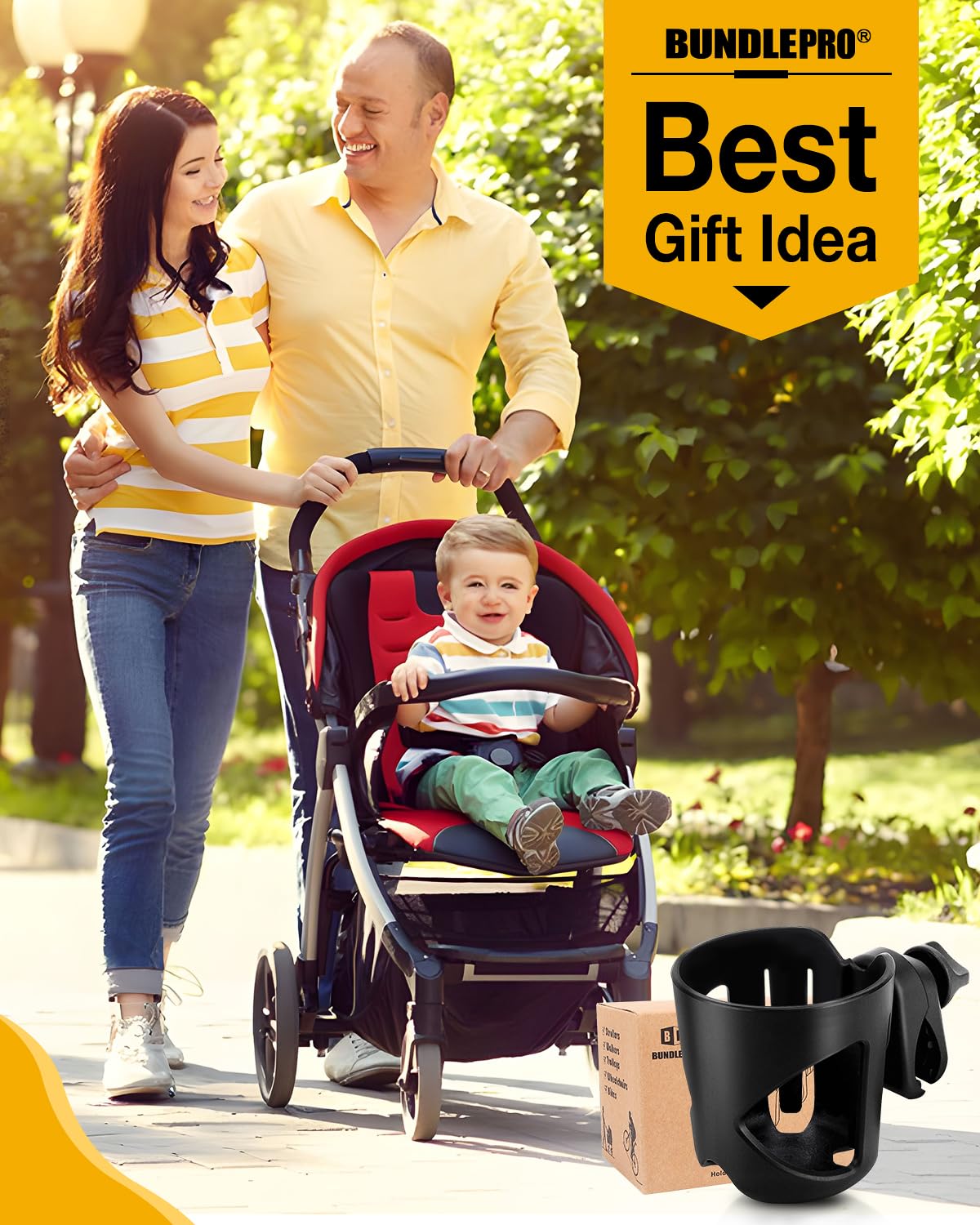 BundlePRO gift-ready cup holder for parents and travelers