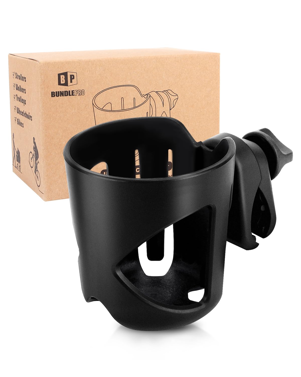 BundlePRO stroller cup holder on-bar for easy reach during park trips