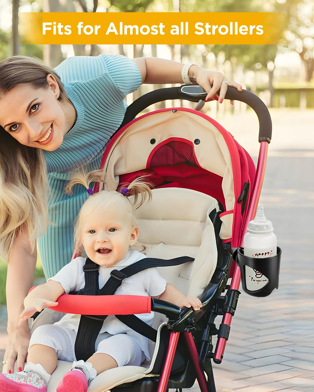 BundlePRO universal-fit cup holder works on strollers, bikes, walkers