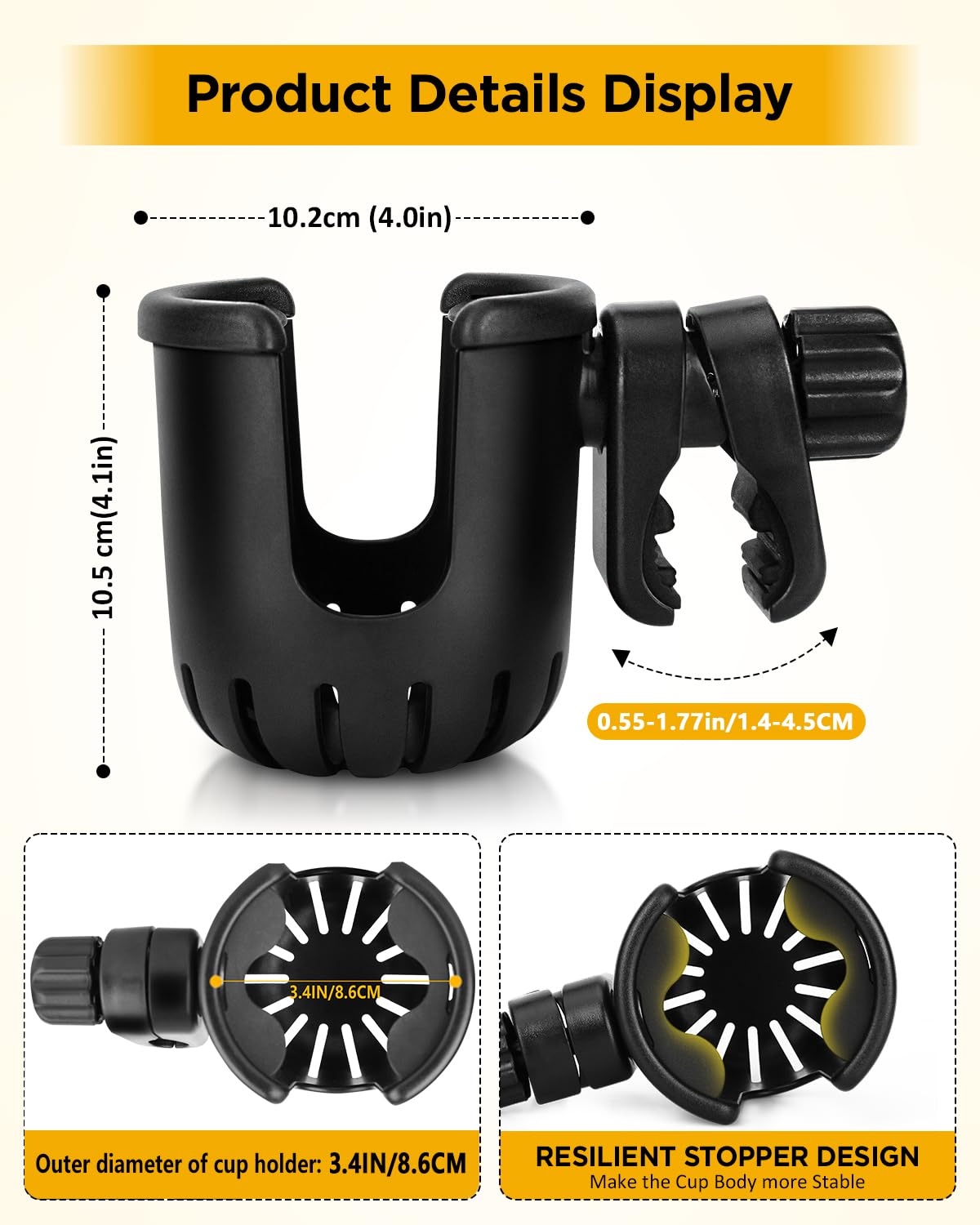 BundlePRO universal cup holder on bike secures cups on bumpy roads