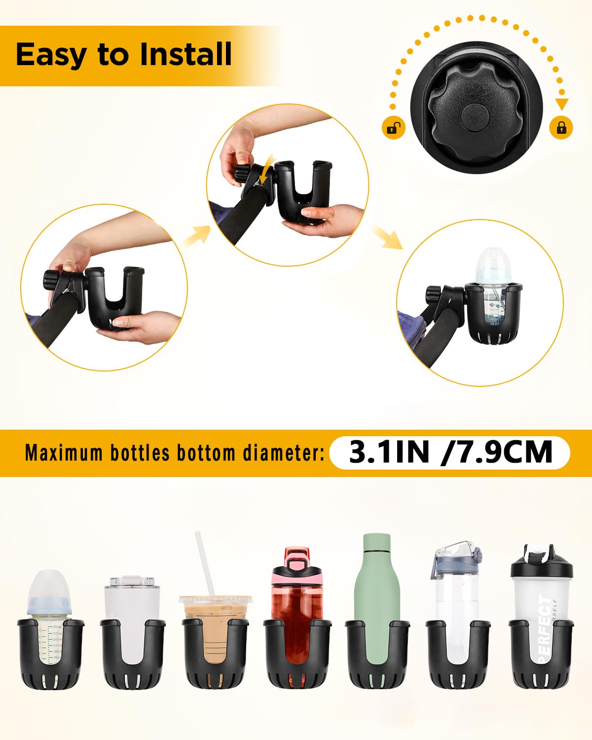 BundlePRO universal cup holder on trolley for easy hydration