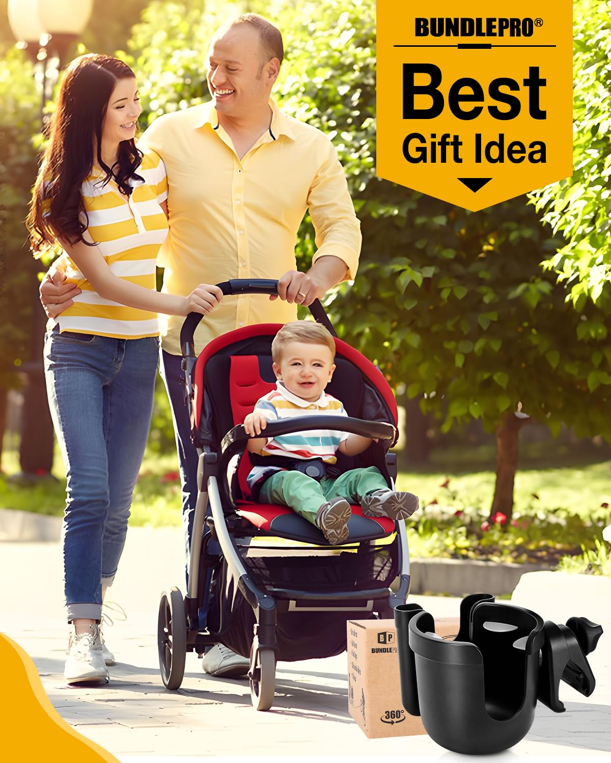 Great example of BundlePRO in use on a stroll with cup holder.