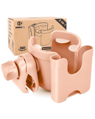 BundlePRO universal stroller cup holder pink front view showing easy drink access.