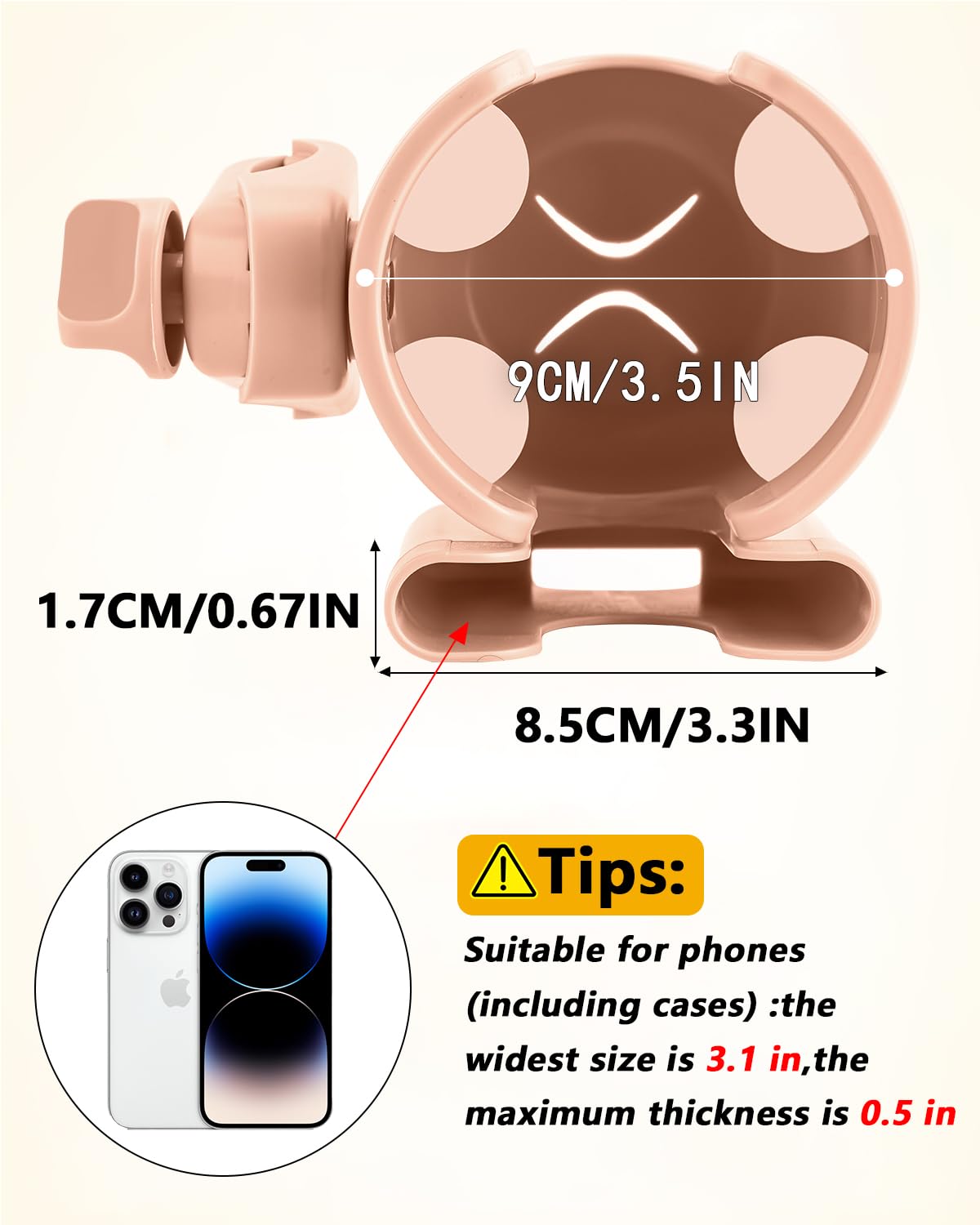 BundlePRO pink cup holder rotated 360 degrees for versatile positioning.
