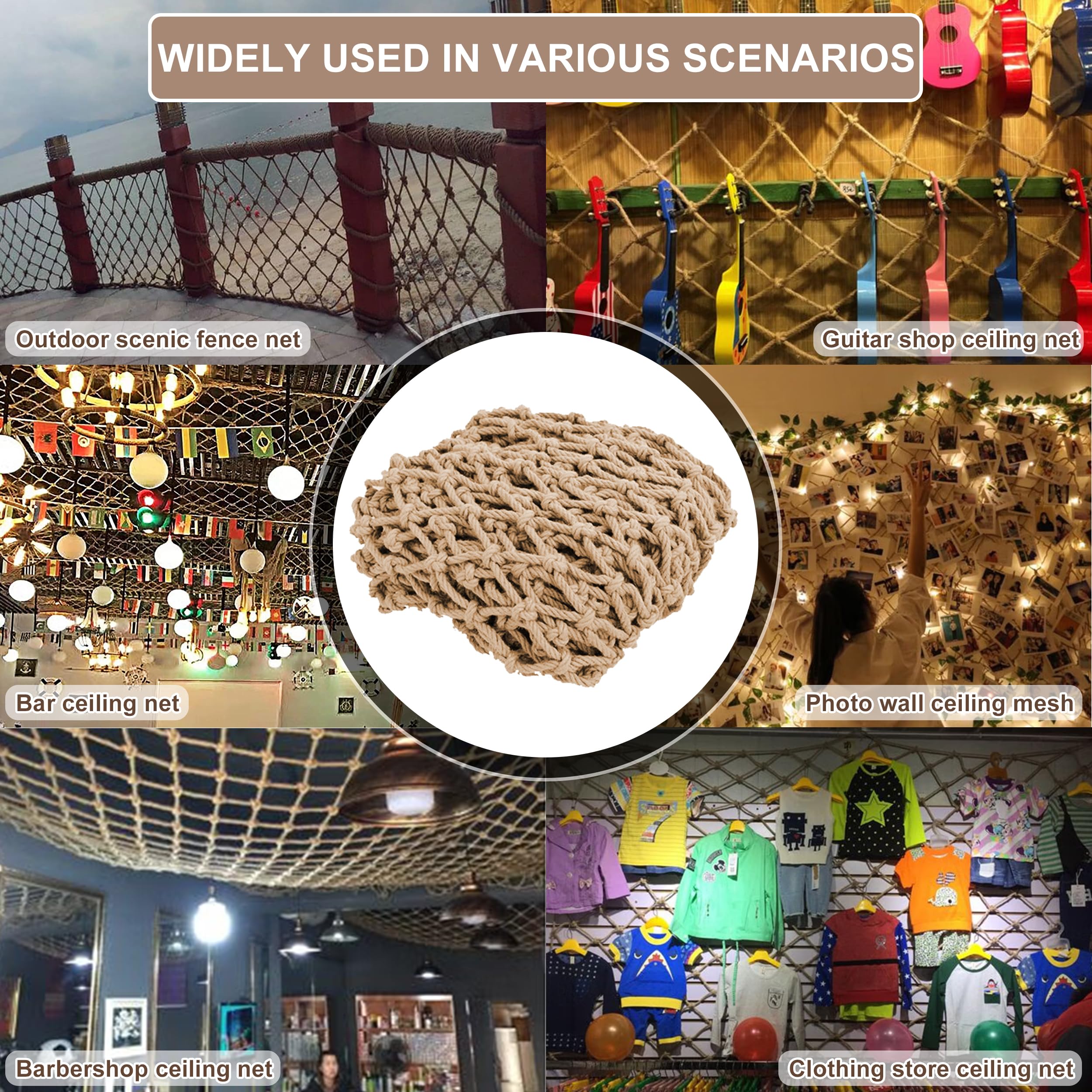 Bunifa rope net photo wall, decorative yet strong for unique room partitions.