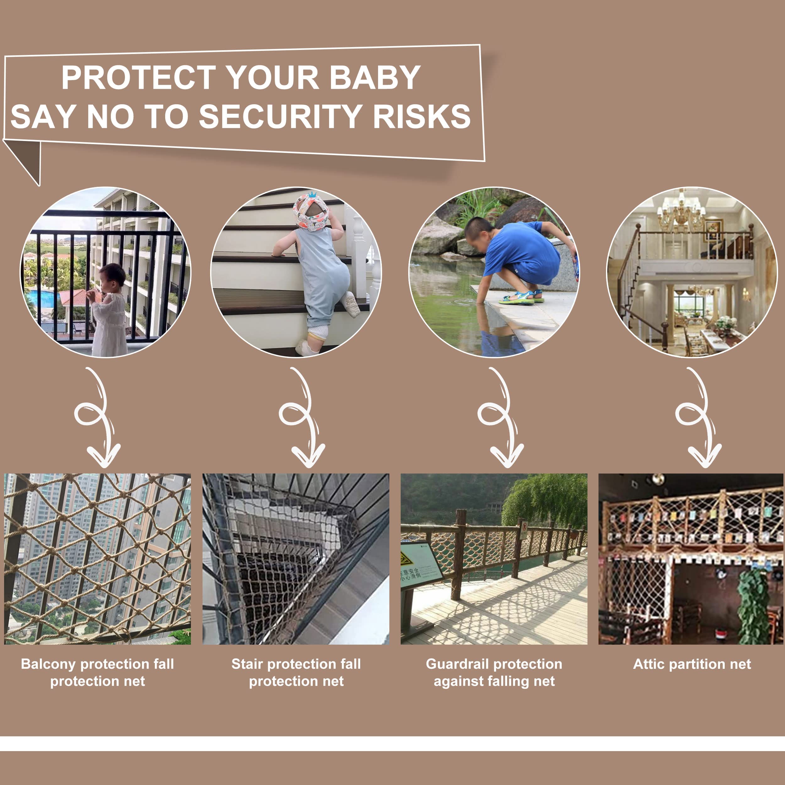 Bunifa Safety Hemp Rope Net in garden playground, durable outdoor protection.