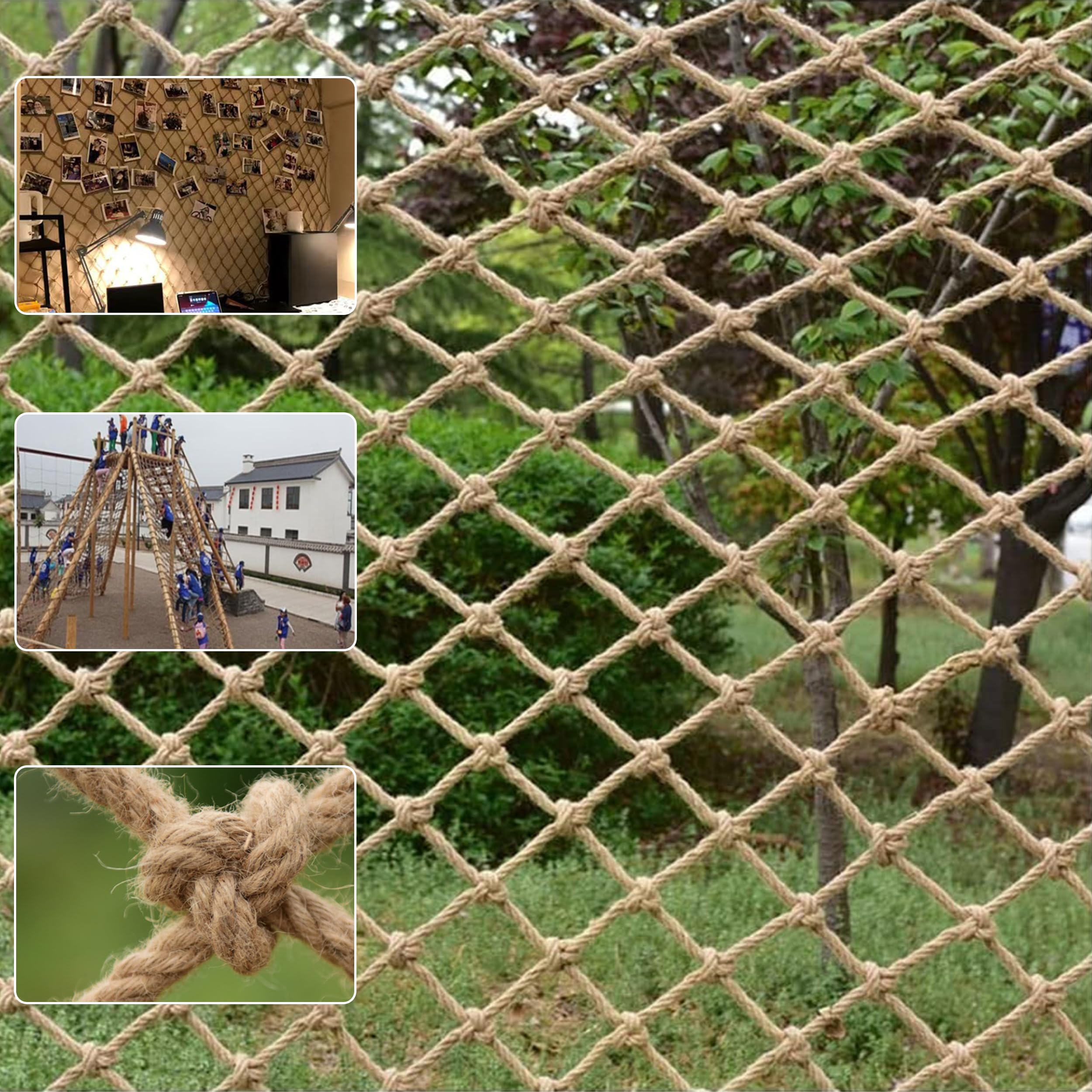 Bunifa Safety Hemp Rope Net for kids climbing setup, durable and sturdy.