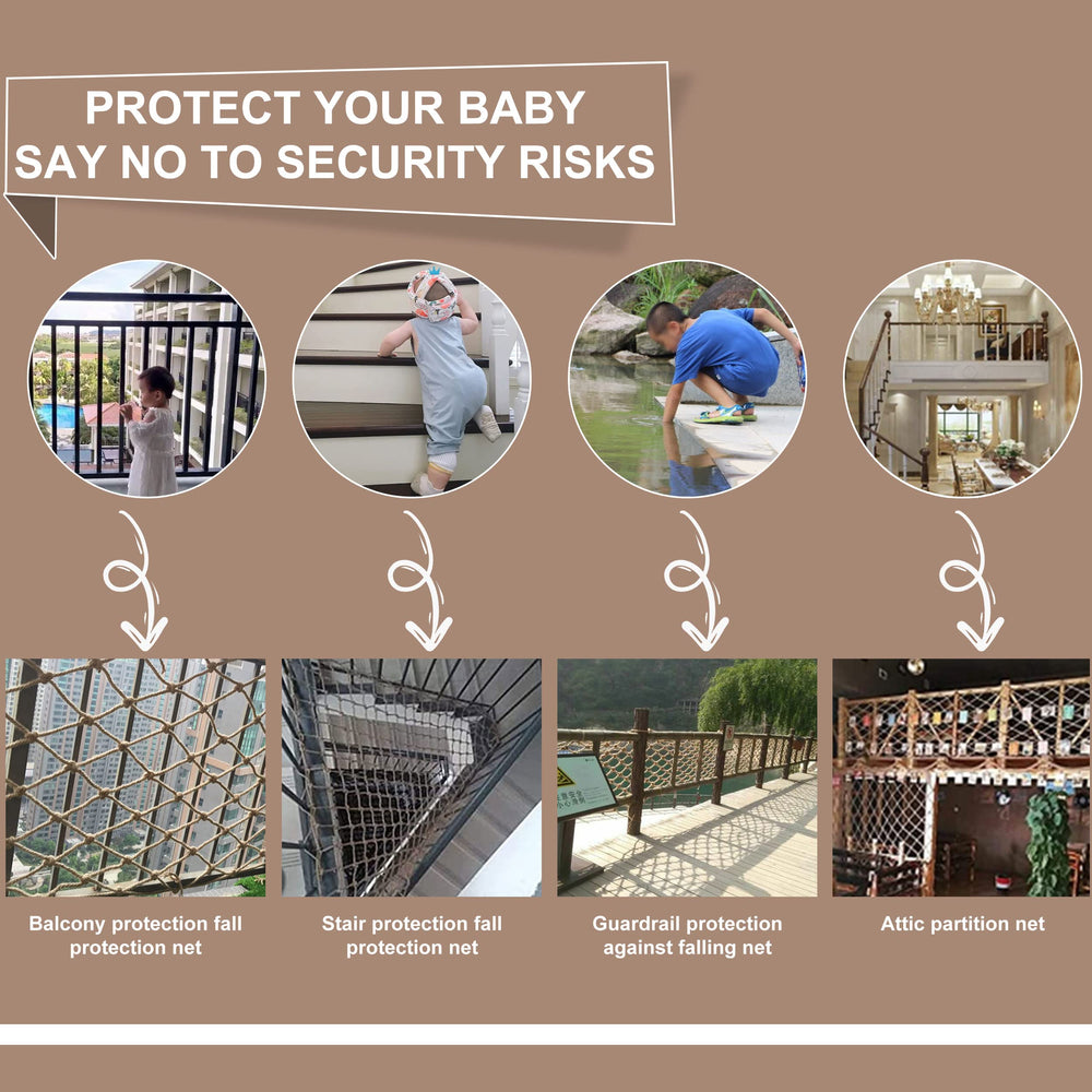 Bunifa safety net for balcony, helps keep children and pets secure during balcony playtime.
