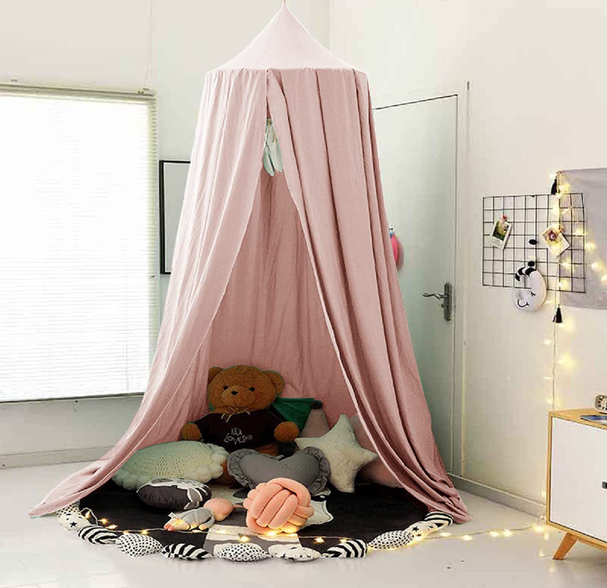 Bunnikins & Clover bed canopy for baby crib adds a soft, breathable shelter.