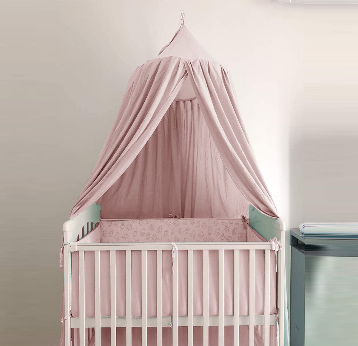Bunnikins & Clover bed canopy with easy entry opening facilitates kid-friendly naps and play.
