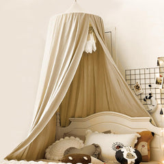 Bunnikins & Clover bed canopy round dome over crib for cozy sleep and insect protection.