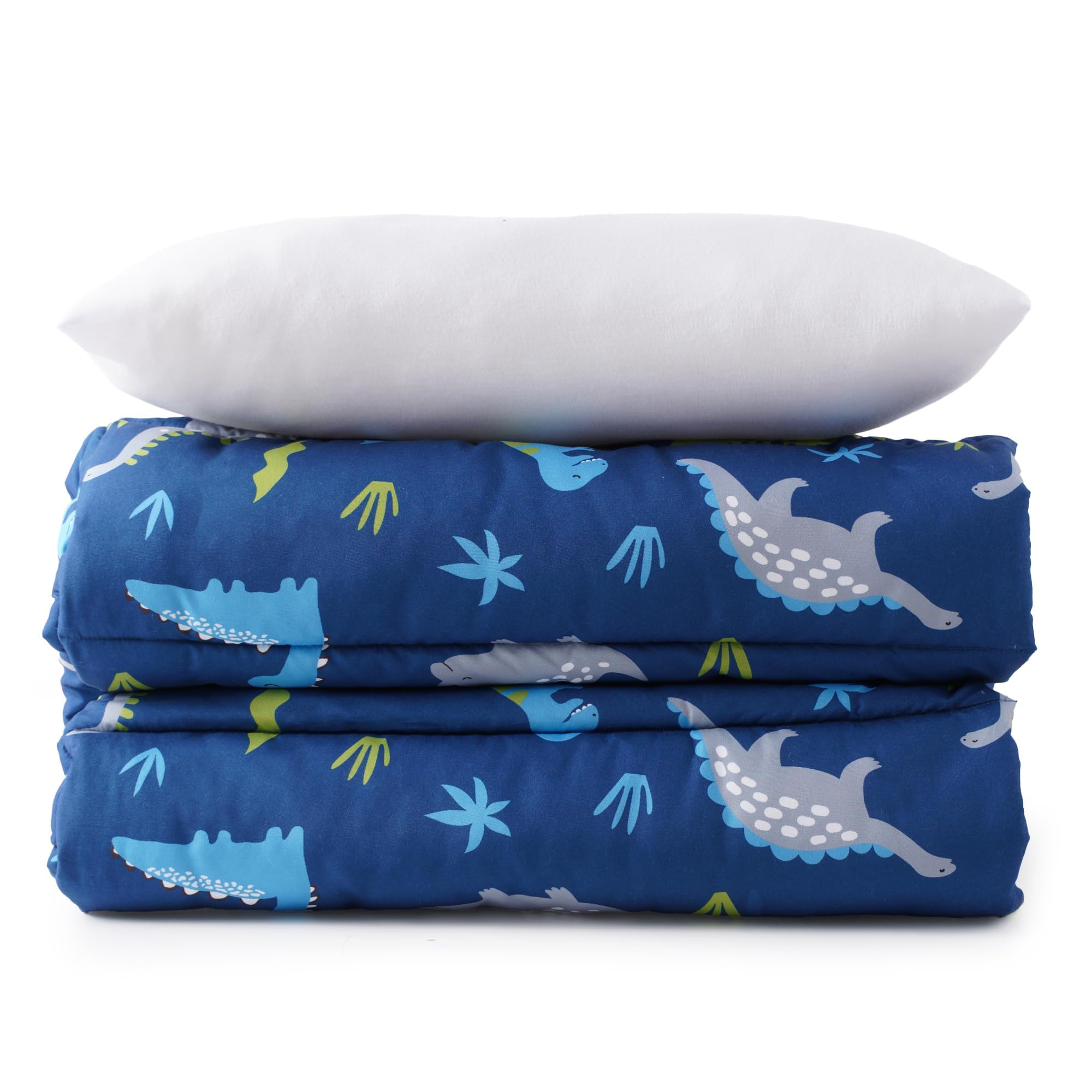 Bunnikins & Clover dinosaur-deep-blue design sparks imaginative rest.