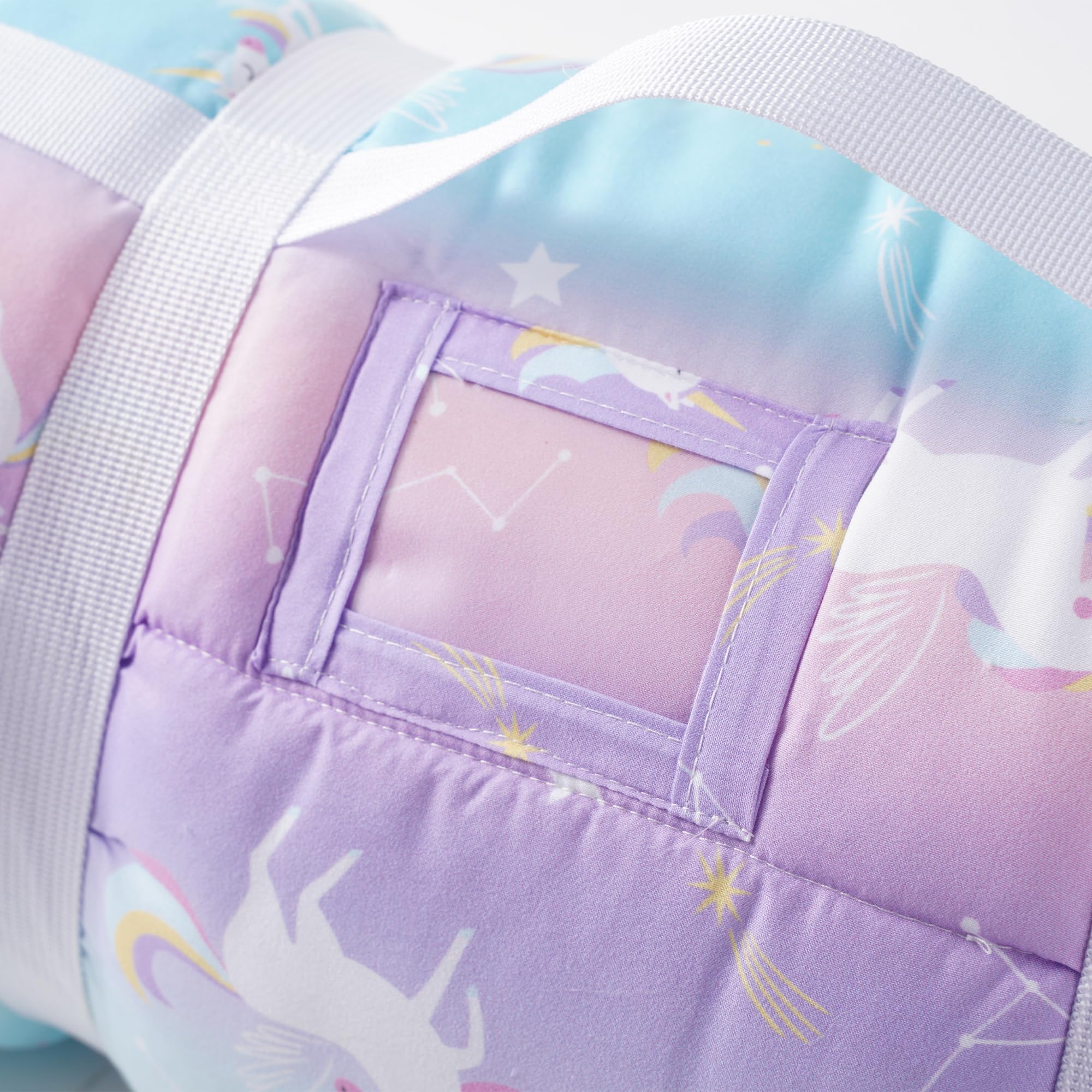 Name tag feature on Bunnikins & Clover nap mat for quick ID
