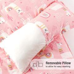Close up of plush minky dot fabric on Bunnikins & Clover nap mat