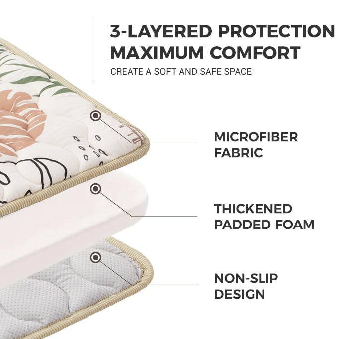 Bunnikins & Clover thick foam baby mat shows plush cushioning for tummy time.