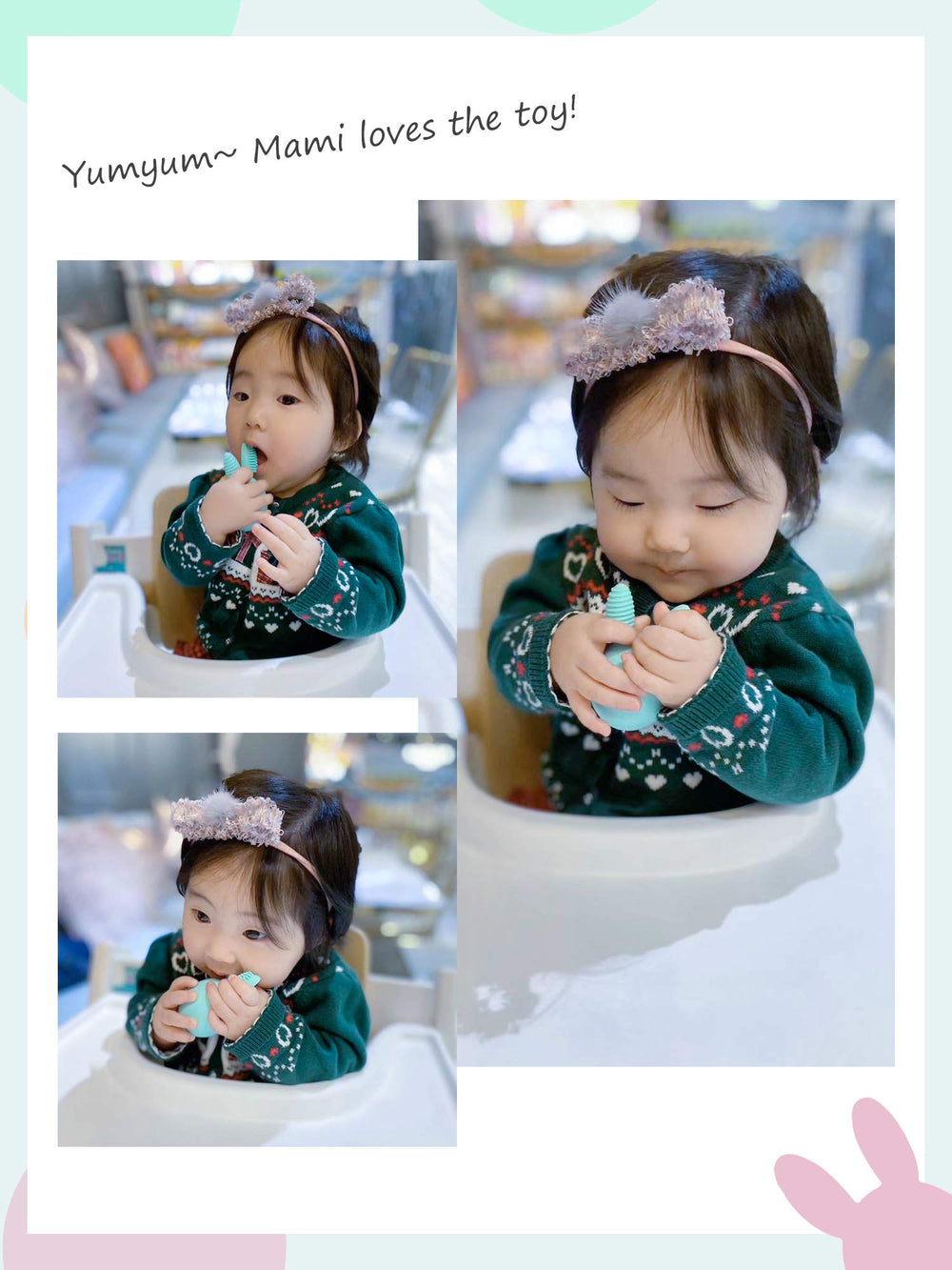 Bunny Eggy teether dishwasher-safe top rack for quick, hygienic cleaning.