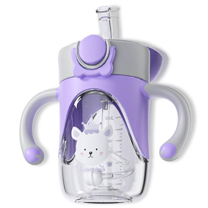 Bunnytoo baby sippy cup with weighted straw angled for easy on-the-go drinking