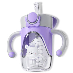 Bunnytoo baby sippy cup with weighted straw angled for easy on-the-go drinking