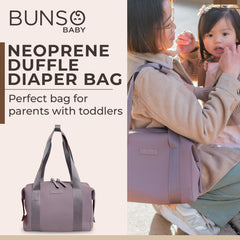 BUNSO Baby diaper bag tote with portable changing pad for easy baby changes on the go.