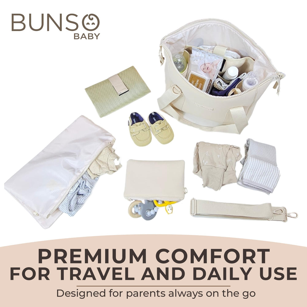 BUNSO Baby Diaper Bag Tote pouch keeps small items accessible and secure.