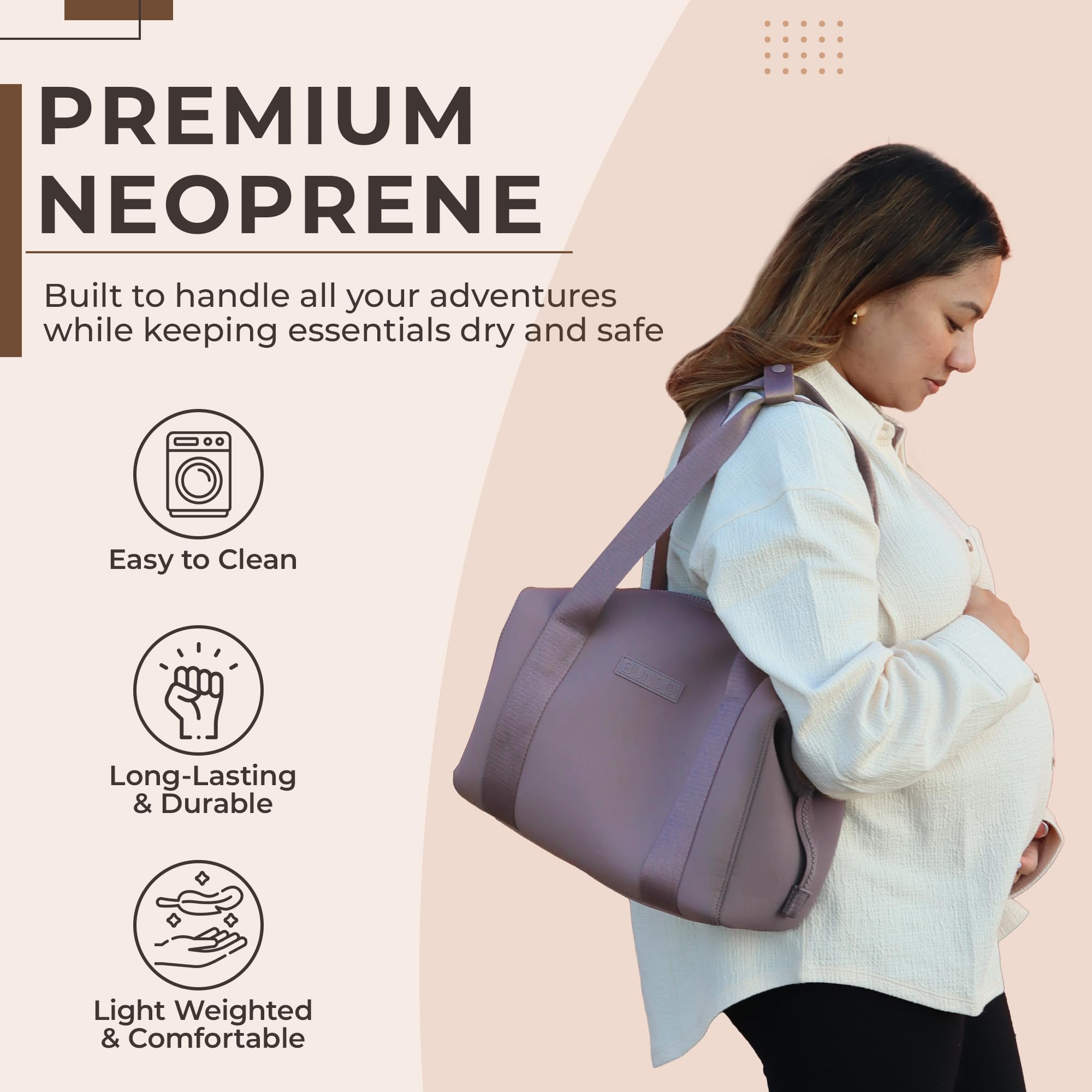 BUNSO Baby diaper bag tote versatile tote suitable for gym or travel use.