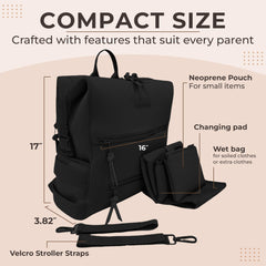 BUNSO Baby diaper bag side pocket open—easy access to wipes and bottles on the go