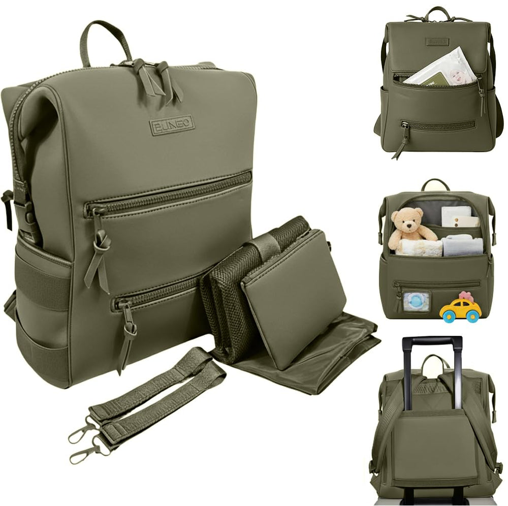 BUNSO Baby olive front view shows easy-access design.