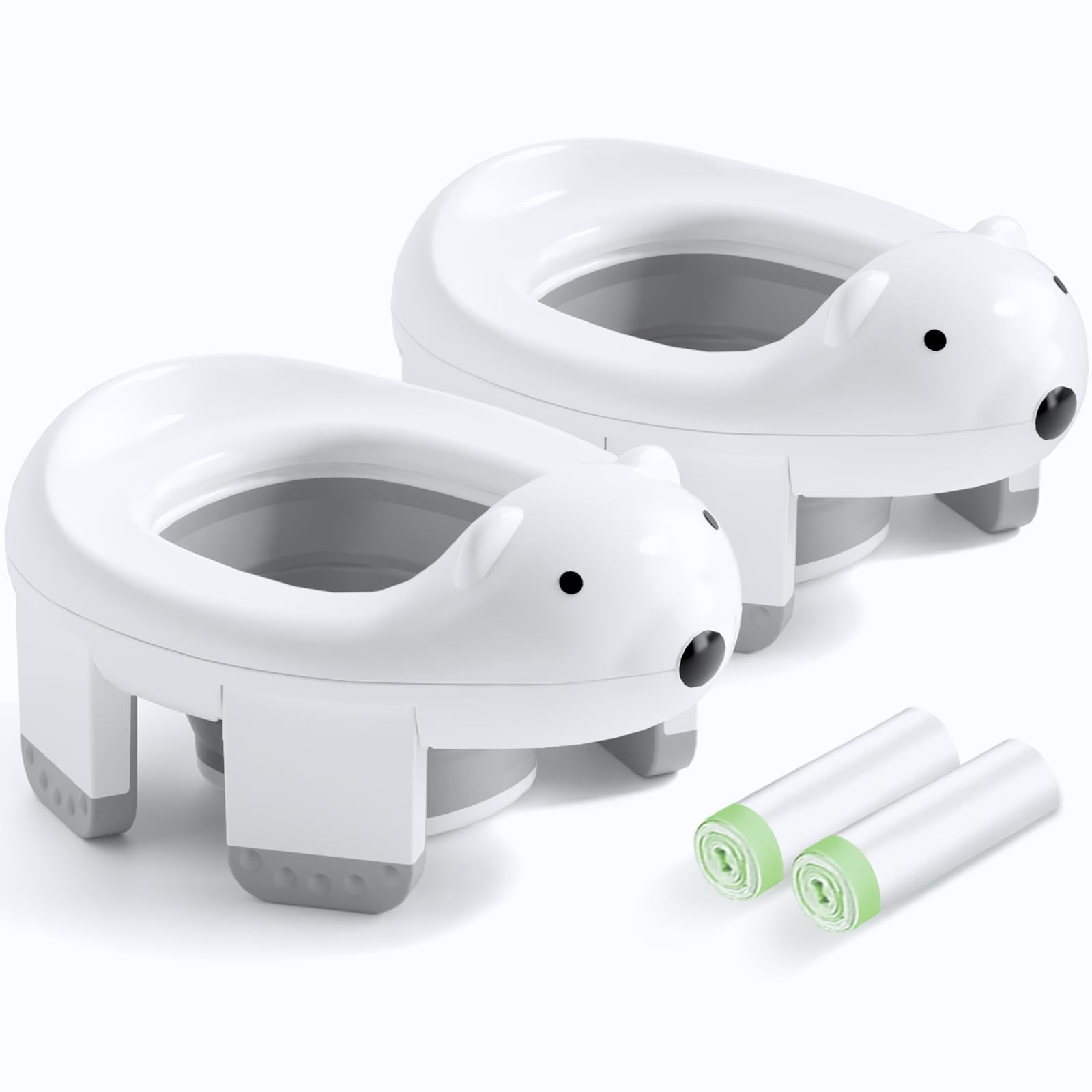 Bunwag 2-pack portable potty seat in travel-use setup supports on-the-go toddler training.