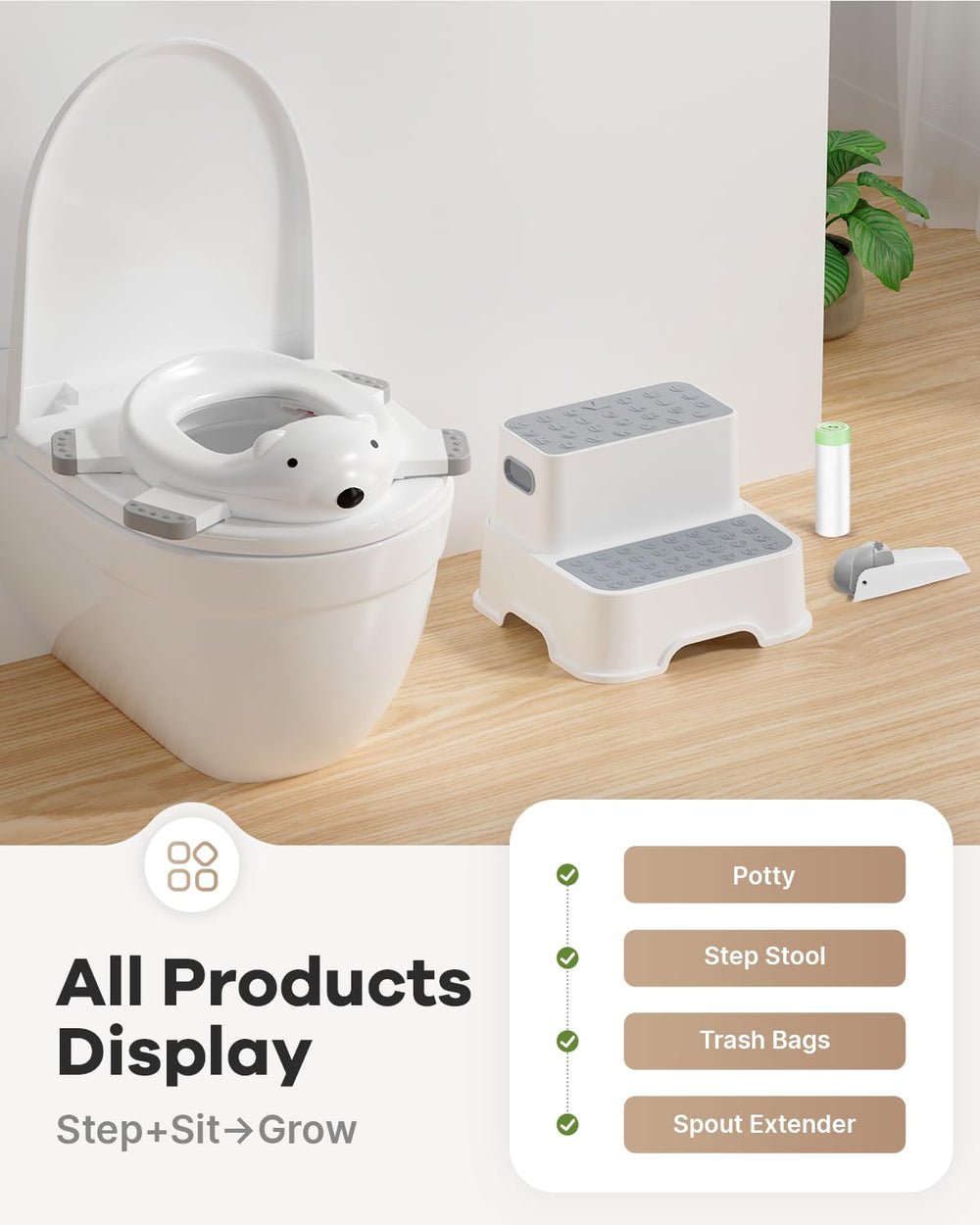 Bunwag 3-in-1 potty seat with splash guard preventing messes during training