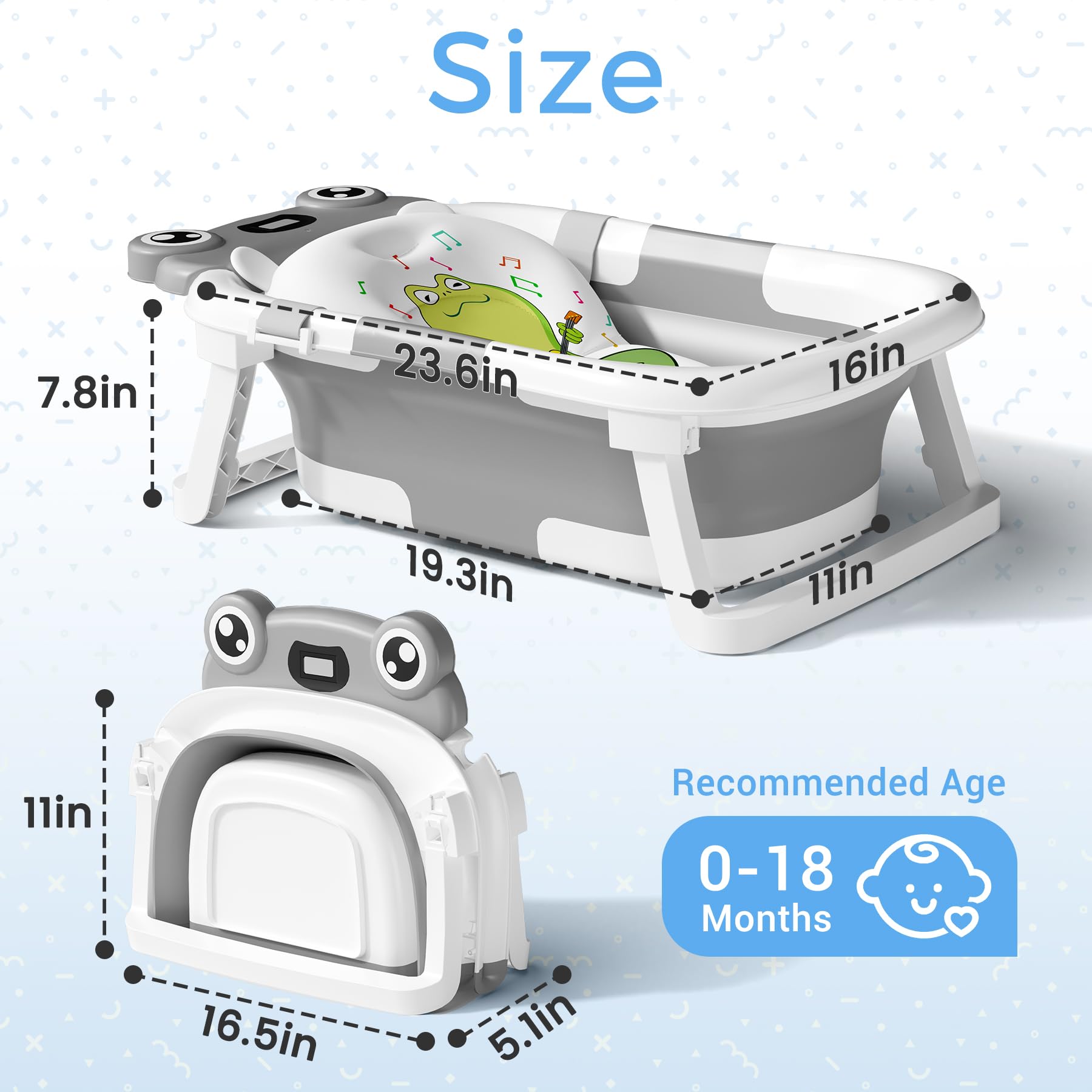 Bunwag Baby Bathtub adjustable shoulder straps for secure positioning