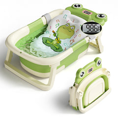 Bunwag baby bathtub folded-compact demonstrates space-saving design for travel and storage.
